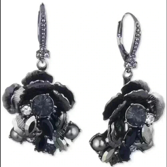 Marchesa new Hematite Tone Crystal Flower … - Picture 1 of 8